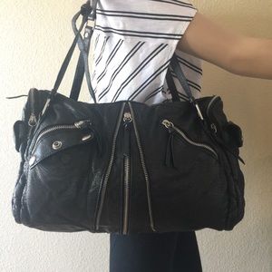 Converse Black Zipper Faux Leather Medium Bag